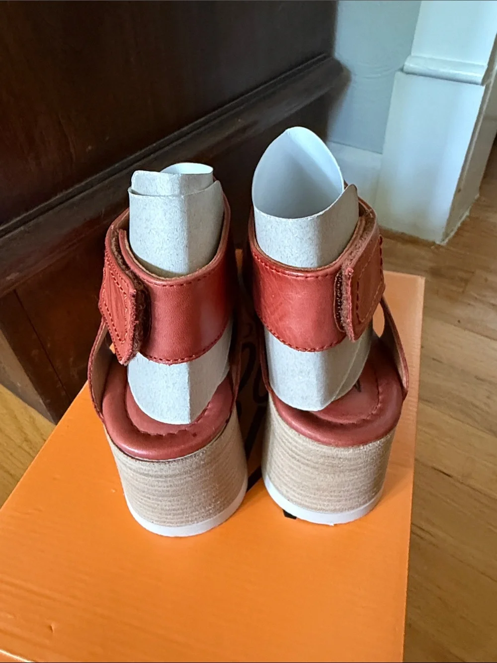 Miz Mooz Women's Brick leather Wedge Sandals EU 39 US 8.5